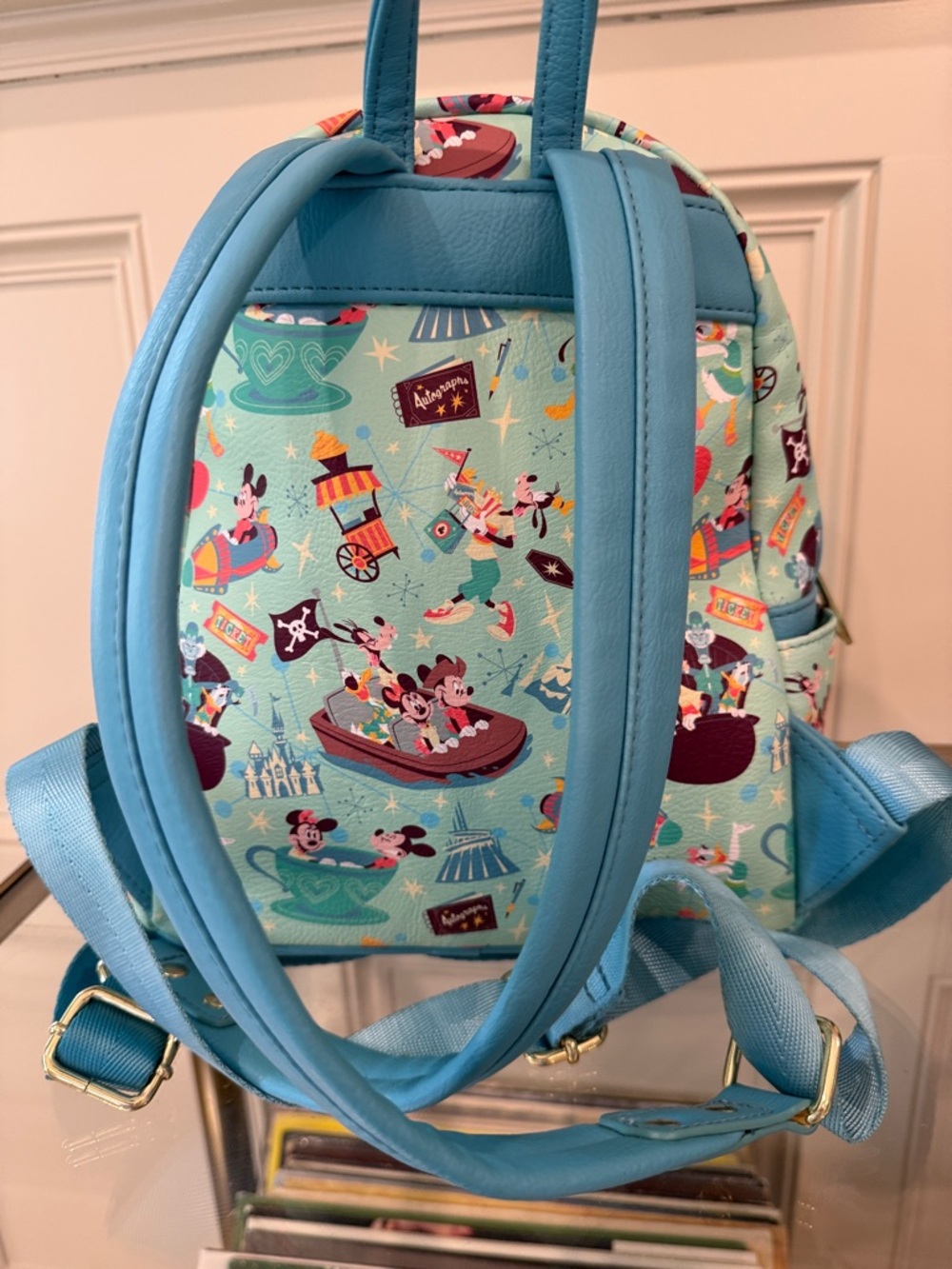 Loungefly “Play in the Parks” Mint Green Disney Parks Tea Cup Mini Backpack - Picture 4 of 6